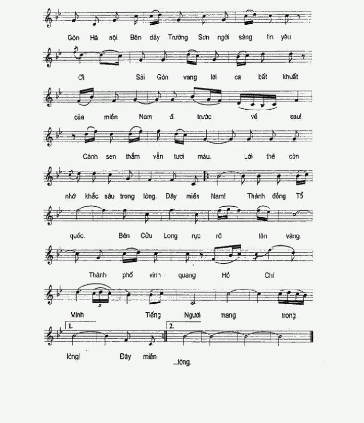 Sheet nhạc Hà Nội Huế Sài Gòn 2